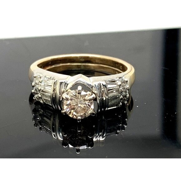 Diamond Engagement Ring 0.65ctw 14k Gold Two Tone Love Story Women's Siz…